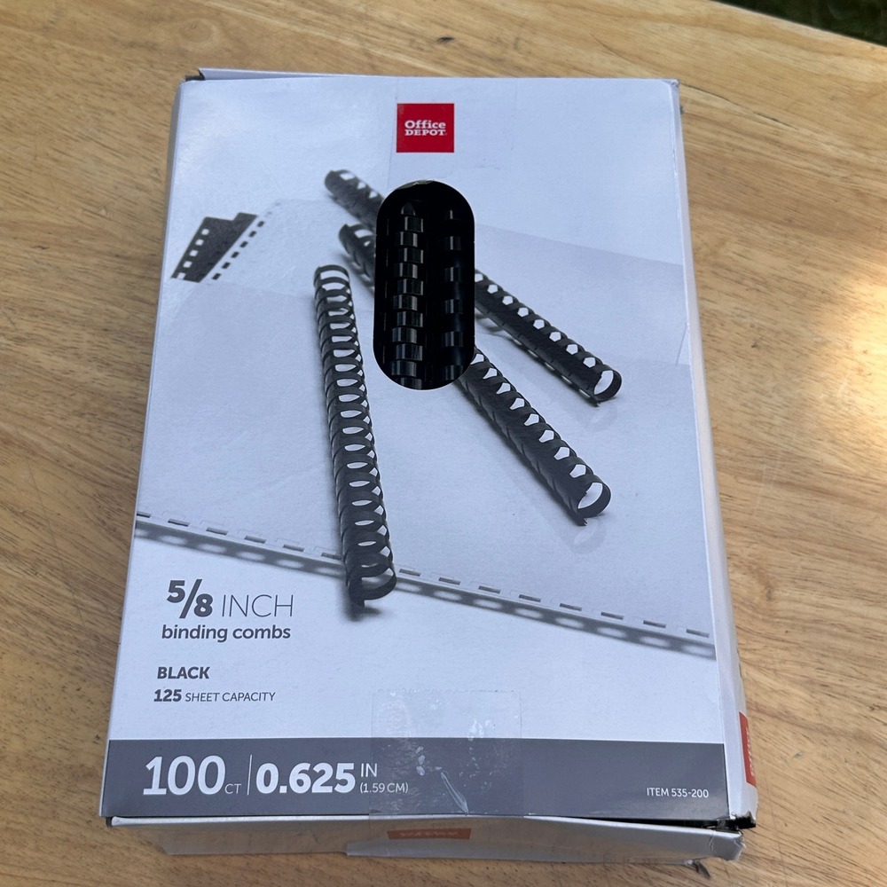 Pack Of 100 Office Depot 5/8" Binding Combs, 125-Sheet Capacity, Black